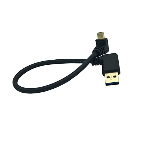 Herfair קצר זכר USB C כבל USB זכר, כבל זווית ישרה של USB A עד C, 90 מעלות USB לכבל USB C, USB