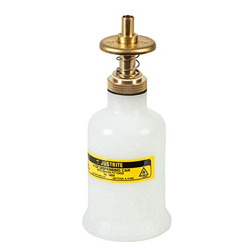 JUSTRITE 14002 Polyethylene Non -Metallic Safeting Can עם ראש פליז, קיבולת 4 גרם, שקופה