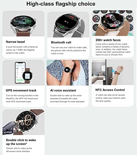 Dros Smartwatch עבור אנדרואיד iOS עם 1.36 '' מסך מלא, שיחות Bluetooth, רצועת GPS, StopWatch, Pedomter Control