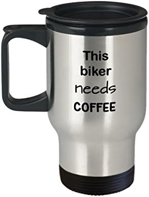 מתנת ספל נסיעות אופנוען, האופנוען הזה זקוק לקפה, ספל קפה מפלדת אל חלד בהתאמה אישית, מתנה בהתאמה