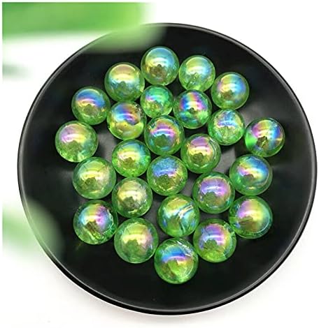 Ertiujg husong306 1pc 16-19 ממ טיטניום ירוק aura אלקטרו-רמת קוורץ כדורי קריסטל כדורי ריפוי אבנים טבעיות ומינרלים