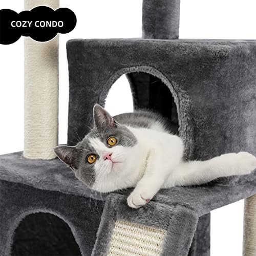 חתול עץ יציב חתול דירות לחתולים מקורה מפנק מוטות ייחודי חתול עץ חתול צעצועי מודרני חתול מגדל חתולים