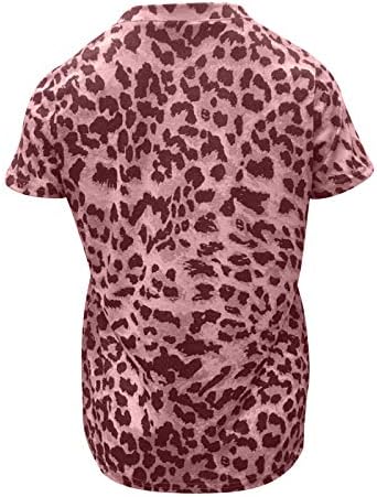 קיץ חולצות לנשים מקרית קצר שרוול חולצות סקסי צוואר טי חולצות אופנה הדפס מנומר רופף טוניקת חולצות