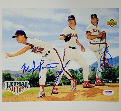 שמאלנים קטלניים חתמו 8x10 צילום לנגסטון פינלי אבוט מלאכים ~ PSA/DNA מדבקה - תמונות MLB עם חתימה
