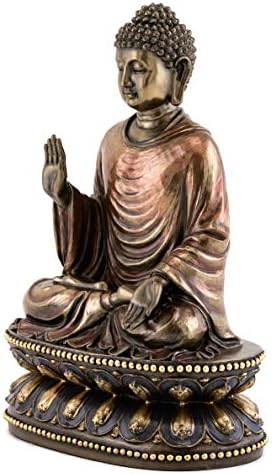 אוסף עליון מדיטציה של Shakyamuni Buddha פסל נוגע לכדור הארץ- פסל האחד הנאור בברונזה של ברונזה קרה-קרה- 9 אינץ