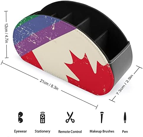 דגל קשת גיי וקנדה דגל מארגן תיבות אחסון בטלוויזיה מרחוק עם 5 תאים לחדר שינה שולחני