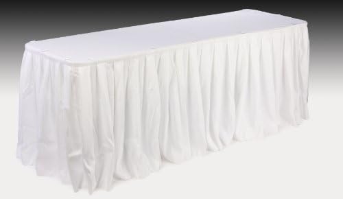 תצוגות 2 ללכת חצאית שולחן מקופלת באורך 13.5 רגל, 162 אינץ 'על 29-1 / 4 אינץ', לבן