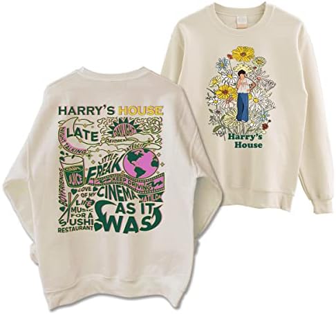 Synplus Harry Tracklist סווטשירט - סוודר בהשראת הארי, מתנה לחולצת סיור של הארי פרחים לאוהדים