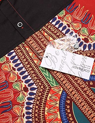 חולצת הדפסה של דשיקי אפריקני של קואופנדי, כפתור שרוול ארוך, חולצה בצבע בהיר חולצה עליונה שבטית