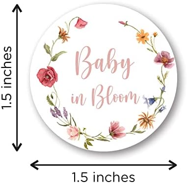 1.5 אינץ 'תינוק עגול בפריחה מקלחת לתינוקות לטובת מדבקות - סט של 60