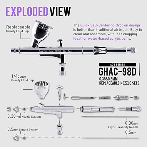 Gaahleri ​​Airbrush Gun Ghac-98D & Airbrush Compesor ערכת GT-820 סדרת אמביציה