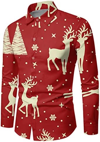 סתיו סתיו חורף חג המולד שרוול ארוך הדפס חגיגי חגיגי מצחיק אטמוספרה חולצות טוניקת כותנה שרוול ארוך
