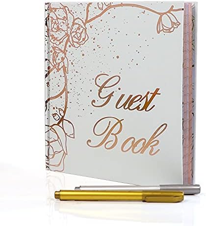 ספר אורחים לחתונה עם עט תמונה ספר אורחים כריכה קשה וכבדה 160 גרם נייר-נייר מט אידיאלי לחתונות, מקלחת לתינוק,