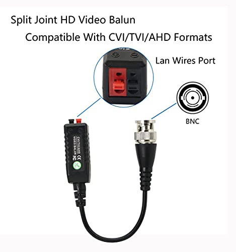 מחברי yacsejao hd וידאו Balun, BNC Video משדר Balun, מחבר בלום פסיבי, משדר זוג מעוות, תומך ב- HD