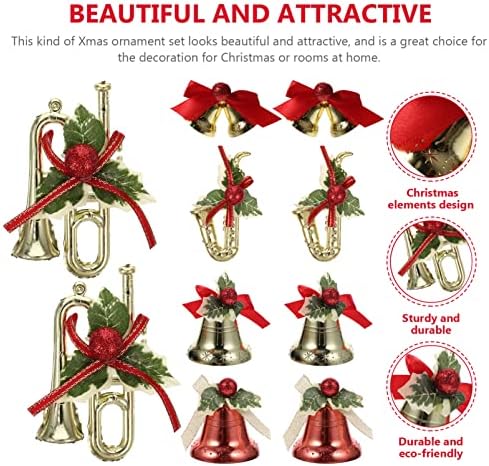 Abofan פעמוני מלאכה לחג המולד מיני כלי נגינה מיני קישוטי עץ חג המולד קישוטי זהב אדום חג המולד ג'ינגל פעמוני