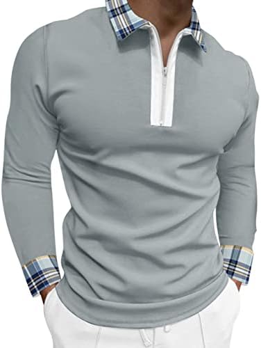 גברים חולצה עליונה רוכסן מזדמן של גברים פנו כלפי צווארון חולצה שרוול ארוך חולצה עליונה חולצה