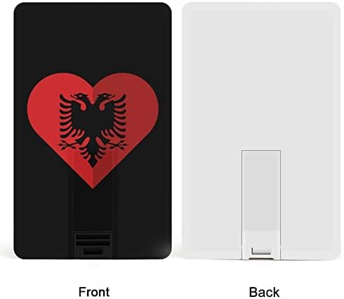 אלבניה דגל לב שטוח USB כונן אשראי עיצוב כרטיסי USB כונן הבזק U Disk Drive Drive 32G