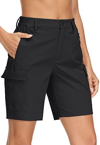 מכנסי טיול לנשים מג'קומסן מכנסיים קצרים קלים משקל קל של מכנסי גולף יבש מהיר 5 כיסים חיצוניים מכנסי נסיעות