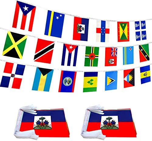2 סט 20 הקאריביים מדינות דגלי באנר מחרוזת,60 רגליים 40 דגלי