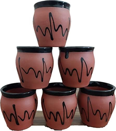 Adhaata Ceramic Kulhar Culhad כוסות 6 PC כוסות תה צ'אי הודיות מסורתיות, סט של 6, ספל קמפינג, ספלי קפה
