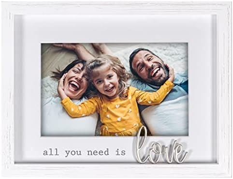 עיצובים בינלאומיים של מאלדן כל מה שאתה צריך זה אהבה 4x6 מסגרת תמונה לב לבן עם אהבת מילה מצורף