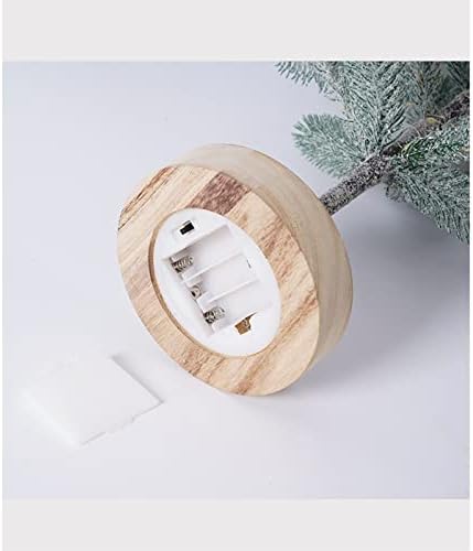 GMJAY עץ חג מולד קטן שולחן אור עצים מלאכותיים מנורה עץ אורן מושלג 20 אינץ 'לקישוטים לחדר