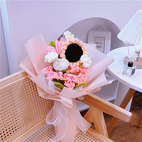 פרח סרוג בעבודת יד סרוגה פרח פרחים מלאכותיים בית משרד שולחן חתונה דקור פרח מתנה