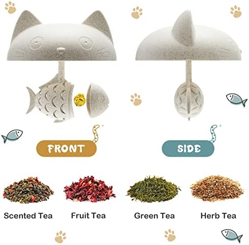 2 חתיכות 10 עוז חמוד חתול זכוכית כוס תה ספל עם דגי תה אינפוזיה מסננת מסנן עבור רופף תה עלים