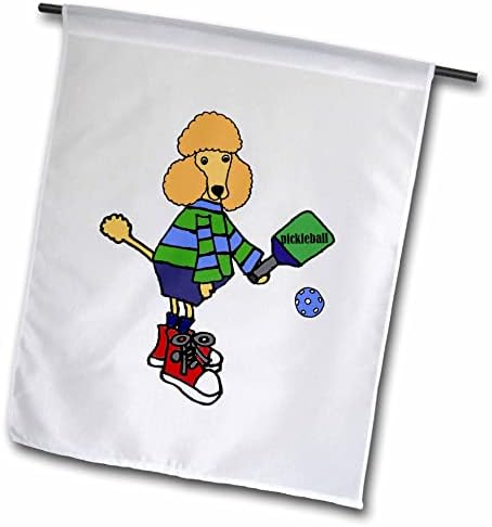 3drose מצחיק משמש חמוד כלב פודל משחק משחק קריקטורה של ספורט חמוצים - דגלים
