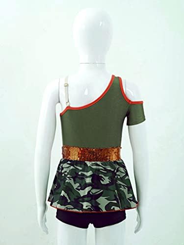 Feeshow 2 PCS בנות הסוואה חולצת טריקו עם מכנסיים קצרים טנקיני סט לחדר כושר ספורט בגד גוף יוגה בגדי