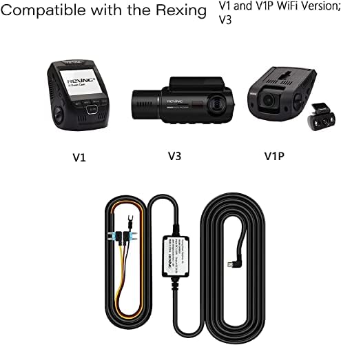 Rexing חכם ערכת Hardwire יציאת מיני-USB לכל דגמי ה- SuperCapacitor של Rexing-V1-4K, V1P, V3, V2 Pro, V5, S1 סדרה,