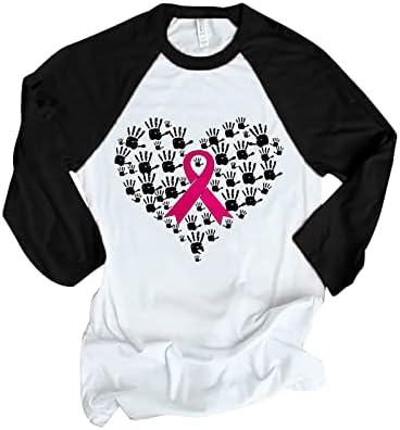 חולצות סרטן השד לנשים בלוק צבע דקלים לב סרטן שד סרט סרטן סרט