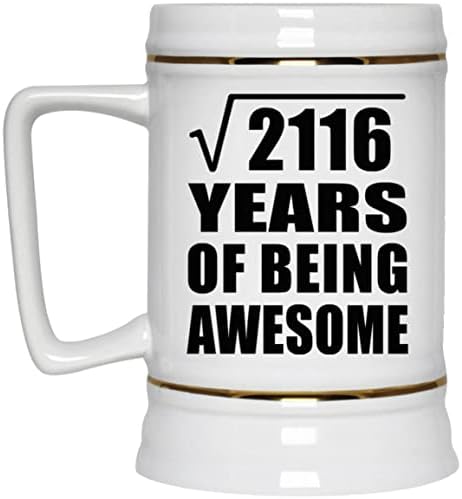 Designsify 46 יום הולדת שורש מרובע של 2116 שנים של להיות מדהים, 22oz Beer Stein Ceramic Tallard