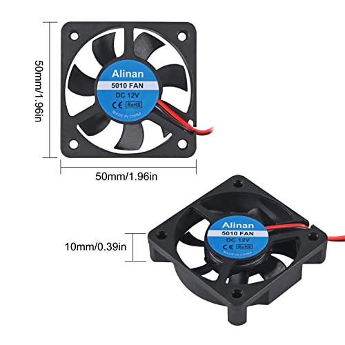 Alinan 6PCS 5010 12V מאוורר קירור 50 ממ קירור שקט DC 12V 0.08A שקט שקט DC מאוורר קירור ללא מברשת