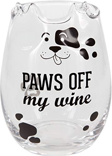 חברת מתנות ביתן כפות על היין שלי -18 עוז מאהב כלבים מצחיק כוס יין נטולת גזע עם אוזניים מושמעות ביד,