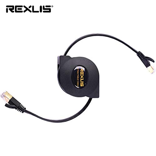 REXUS REXUS ברמה גבוהה CAT 7 כבל רשת אתרנט שטוחה 4.9 רגל, 10 חוטי LAN מהירות גבוהה של ג'יגביט כבל תיקון
