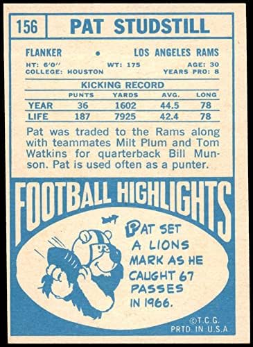 1968 Topps 156 PAT Studstill Los Angeles Rams NM/MT Rams Houston