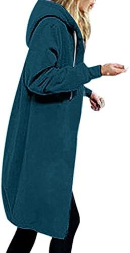 נשים של סלעית מעיל בתוספת גודל אופנה מוצק צבע צמר מזדמן כיס רוכסן מידי נים סווטשירט מעיל חולצות