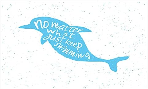 מחזיק מברשת שיניים קרמיקה של אמבסון דולפין, יונק ים נמשך ביד עם מילות היפסטר פשוט שמור על שחייה