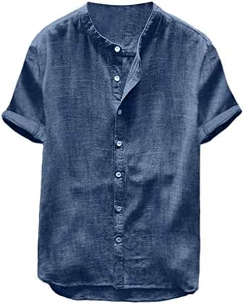 גברים של בבאגי כותנה פשתן קצר שרוול רטרו מסיבת חולצות פנאי חולצות בחוץ חולצה מוצק צבע כפתור עד טי חולצות