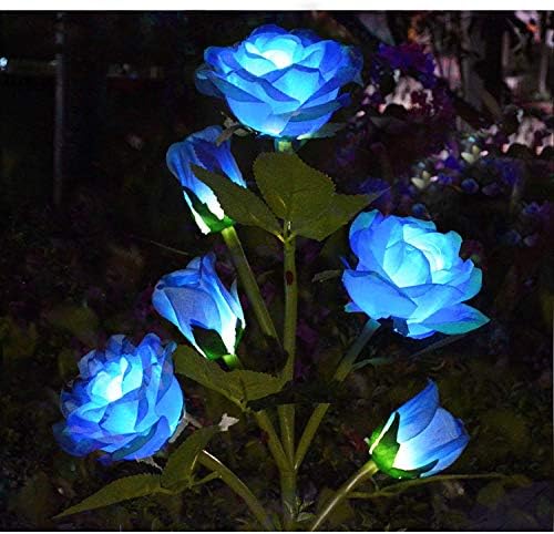 כחול חיצוני סולארי אורות גן אורות, עם 6 ראשי פרחים מואר