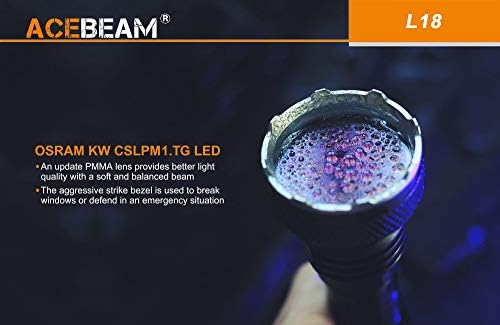Acebeam L18 CAMO לזרוק ארוך OSRAM LED פנס -1500 לומן -1 קמ מרחק קרן w/ סוללה נטענת- CAMO כחול