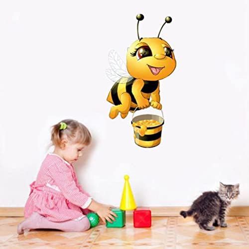 2 יחידות דבורת מדבקות קיר, מדבקות דבורת קריקטורה 3 ד, מדבקות קיר דבורת צהוב עבור בנות בני ילדים חדר משחקים חדר