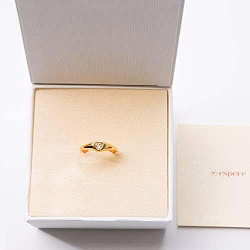 טבעת חותם לב זרקון ספיר מצופה זהב 18 קראט / טבעת פינקי עדינה מינימלית / טבעת לב קטנה ופשוטה הניתנת