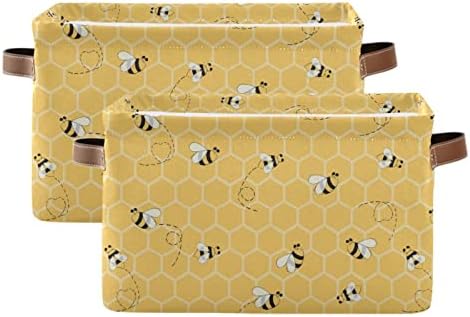 דבורים צהובות אלזה על סל האחסון של דבש דבש למדפים לארגון צעצוע משתלת מדף ארונות, מארגן אחסון מתקפל בד