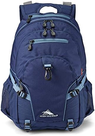 Sierra Loop-Backpack גבוה, בית ספר, נסיעות או תיק ספרים עם שרוול טבליות, חיל הים/כחול גרפיט אמיתי,