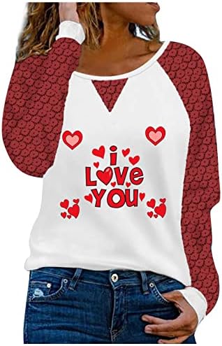 חולצות לב לנשים 2023 נערות נוער אני אוהבת אותך טיז גרפי של שרוול ארוך שרוול ארוך תחרה חולצות חולצות חולצות