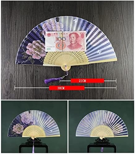 מאוורר סיני יפני מתקפל מאוורר מצויר משי צבוע פרח אדמונית סינית מאוורר היד מאוורר האירוע המאוורר