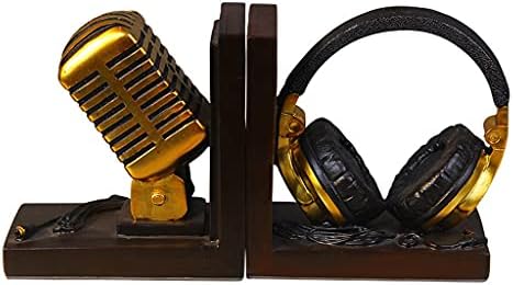 עיצוב הבית מיניאטורי דגם מיקרופון אוזניות מוסיקה מאהב קישוטי רטרו שרף סוף ספרים צלמיות עיצוב