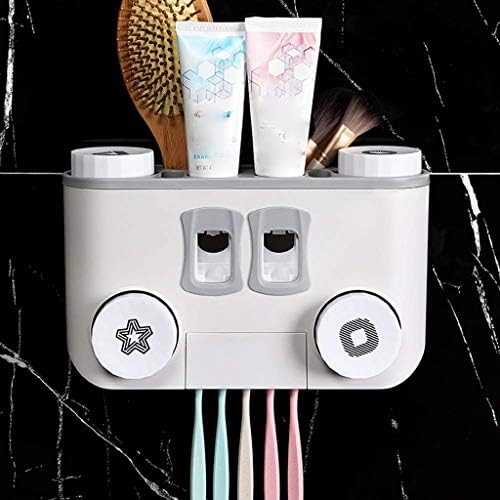 TFIIEXFL מחזיק מברשת שיניים אוטומטית משחת שיניים מתקן סחיטת קיר רכוב על שטח שומר מברשת שיניים